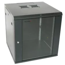 obrázek produktu XtendLan 12U/600x600, na zeď, jednodílný, rozložený, skleněné dveře, černý