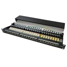obrázek produktu XtendLan Patch panel 19\", 24 portů, stíněný, C5E,dual, 2xAu, s LED vyhledáváním
