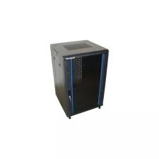 obrázek produktu XtendLan 18U/600x600 stojanový, černý, skleněné dveře, perforovaná záda, bez horního krytu