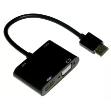 obrázek produktu XtendLan Konvertor HDMI(M) na VGA a HDMI(F), VGA 1080p, HDMI 4k, s audio propojením (jack 3.5mm),napájení USB micro(B)