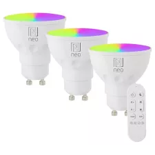 obrázek produktu IMMAX NEO LITE SMART sada 3x žárovka LED GU10 6W RGB+CCT, stmívatelná, Beacon, DO, Wi-Fi, TUYA