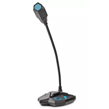 obrázek produktu NEDIS stolní herní mikrofon/ ohebné rameno/ tlačítko ztlumení/ USB/ 3,5mm jack/ citlivost -30dB/ černo-modrý