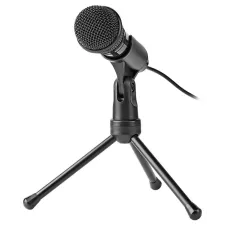 obrázek produktu NEDIS stolní všesměrový mikrofon/ tlačítko ON/OFF/ s tříramenným stojanem/ 3,5mm jack/ citlivost -30dB/ černý