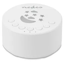 obrázek produktu NEDIS zvukový přístroj s bílým šumem/ 18 možností zvuků/ 1 W/ baterie 18 hod/ stmívatelné světlo/ časovač/ bílý