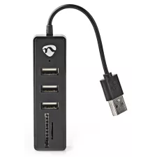 obrázek produktu NEDIS USB hub/ zástrčka USB-A/ zásuvka USB-A/ 3 porty/ napájení z USB/ SD & MicroSD/ 3x USB/ černý
