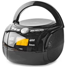 obrázek produktu NEDIS CD přehrávač Boombox/ výkon 9 W/ napájení z baterie/ síťové napájení/ stereo/ BT/ FM/ USB/ černý