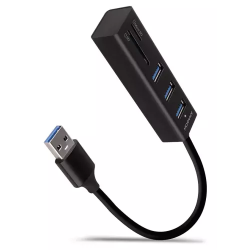 obrázek produktu AXAGON hub USB-A / HMA-CR3A / USB 3.2 Gen1 / 3x USB-A / MicroSD/SD / kovové tělo / 0,2m