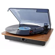 obrázek produktu NEDIS gramofon/ 1x stereo RCA/ Bluetooth/ 9 W/ vestavěný (před) zesilovač/ ABS / MDF/ černo-hnědý