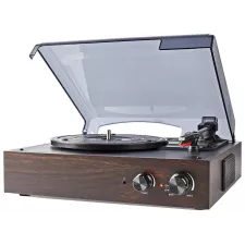 obrázek produktu NEDIS gramofon/ 1x stereo RCA/ 18 W/ vestavěný (před) zesilovač/ převod MP3/ ABS/ MDF/ hnědý