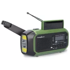 obrázek produktu NEDIS přenosné nouzové rádio/ napájení z baterie/ z USB/ solární panel/ DAB+ / FM/ budík/ světlo/ černo-zelené