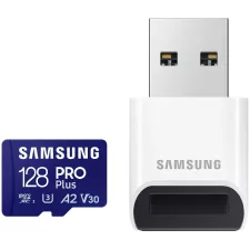 obrázek produktu SAMSUNG PRO Plus MicroSDXC 128GB + USB Adaptér / CL10 UHS-I U3 / A2 / V30