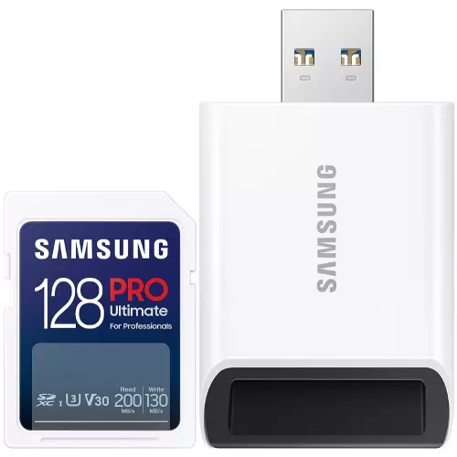 obrázek produktu SAMSUNG PRO Ultimate SDXC 128GB + USB Adaptér / CL10 USH-I U3 / V30