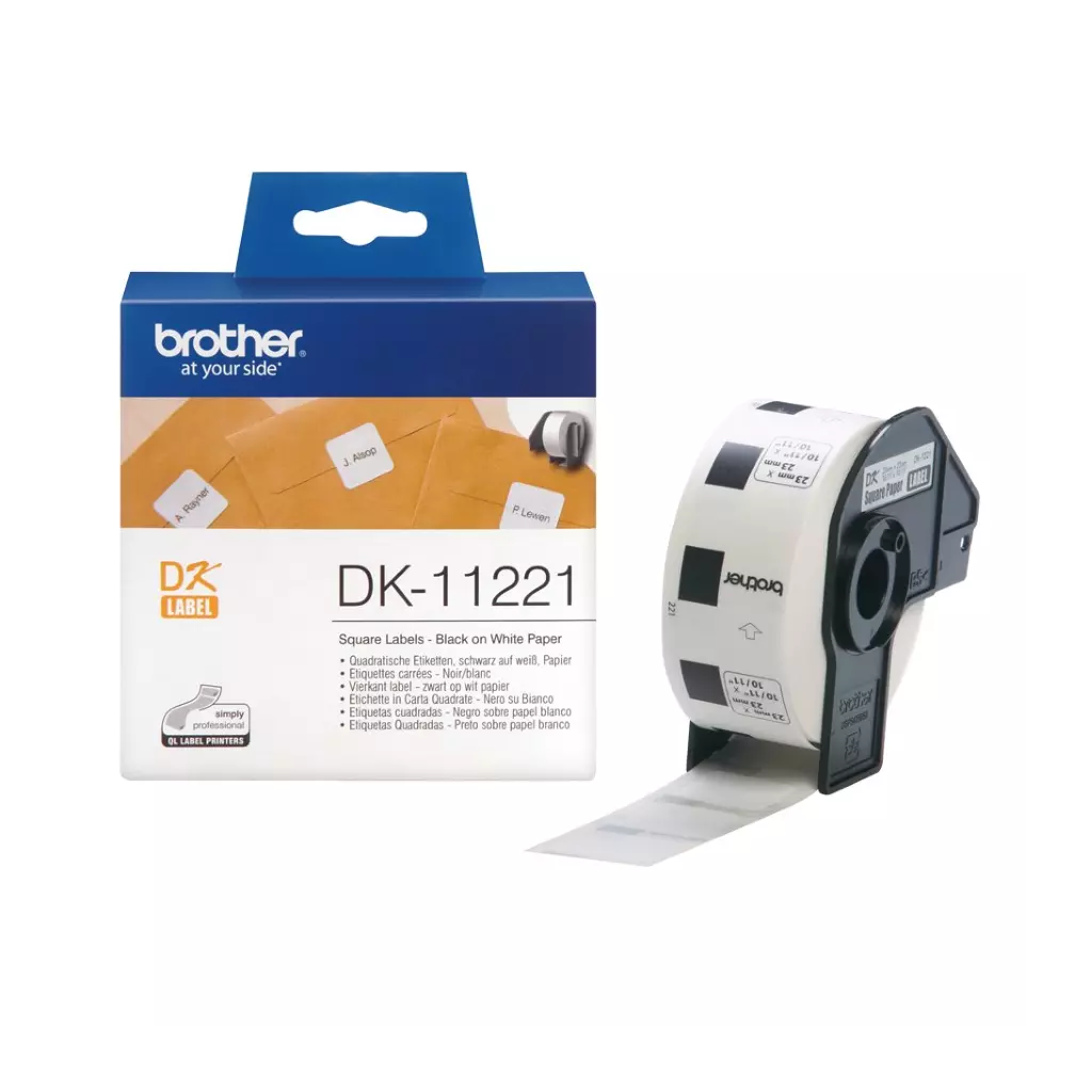 Obrázek produktu BROTHER papírové štítky DK-11221/ QL/ čtvercové štítky/ 1000ks/ 23 x 23mm