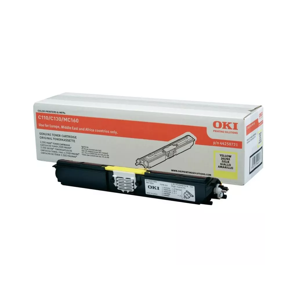 Obrázek produktu OKI originál tonerová kazeta 44250721/ C110/ C130/ 2500 stran/ Žlutá