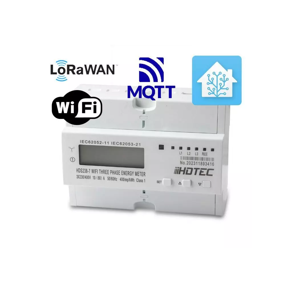 Obrázek produktu Senzora - HDS238-7LR LoRaWAN MQTT, SENZORA WiFi třífázový elektroměr, 3X230/400V 80A, LCD display