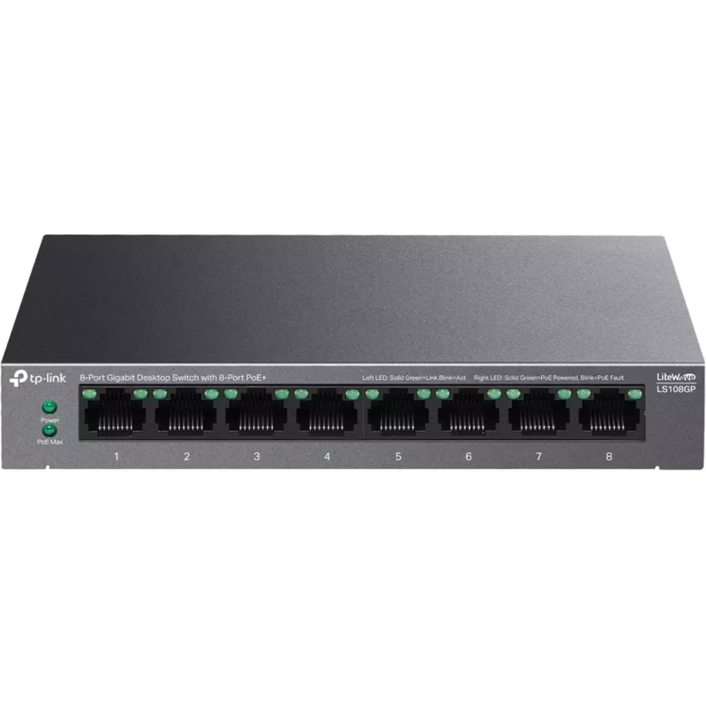 Obrázek produktu TP-Link LiteWave switch LS108GP (8xGbE, 8xPoE+, 62