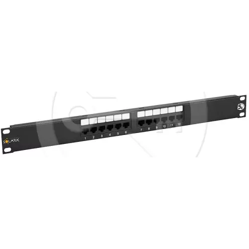 obrázek produktu SX12-5E-UTP-BK - 19" patch panel, 1U, 12x RJ45 CAT5E UTP