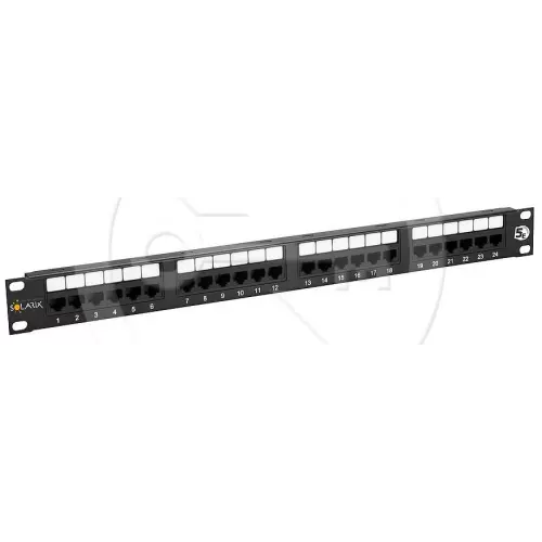 obrázek produktu SX24-5E-UTP-BK - 19" patch panel, 1U, 24x RJ45 CAT5E UTP