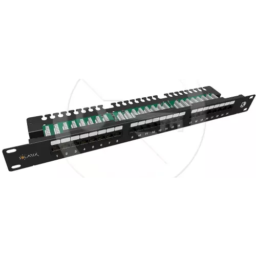 obrázek produktu SX24L-5E-UTP-BK-N - 19" patch panel, 1U, 24x RJ45 CAT5E UTP