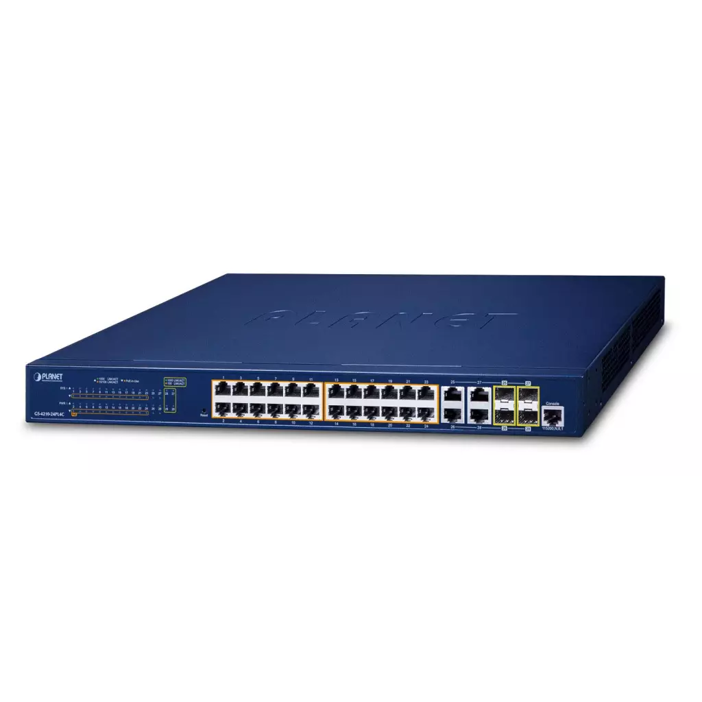 Obrázek produktu GS-4210-24PL4C - switch 24x 10/100/1000T PoE + 4x Gigabit TP/SFP Combo