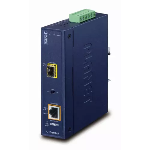 obrázek produktu IGTP-805AT - průmyslový převodník 1000BASE-X na 10/100/1000BASE-T PoE