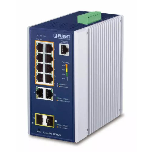 obrázek produktu IGS-4215-8P2T2S - průmyslový switch 8x 100/1000T PoE + 2x 100/1000T + 2x 100/1000X SFP