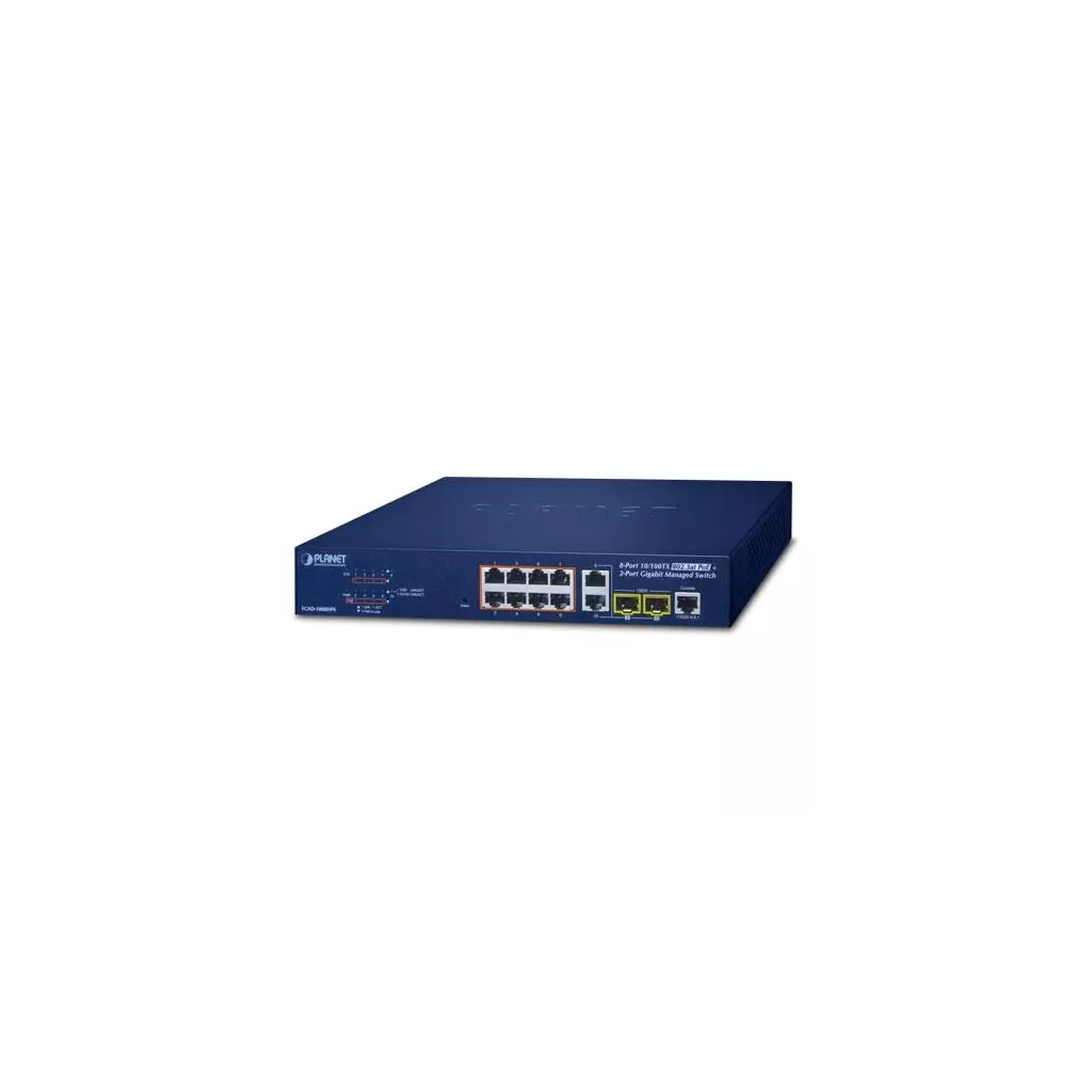 Obrázek produktu FGSD-1008HPS - switch 8x 10/100TX PoE + 2x Gigabit TP/SFP Combo