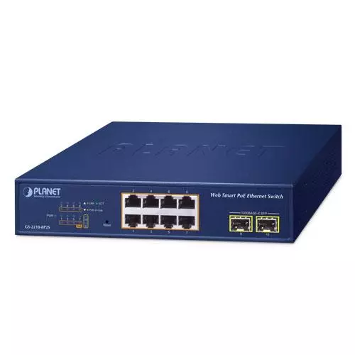 obrázek produktu GS-2210-8P2S - switch 8x 10/100/1000T PoE + 2x 1000X SFP