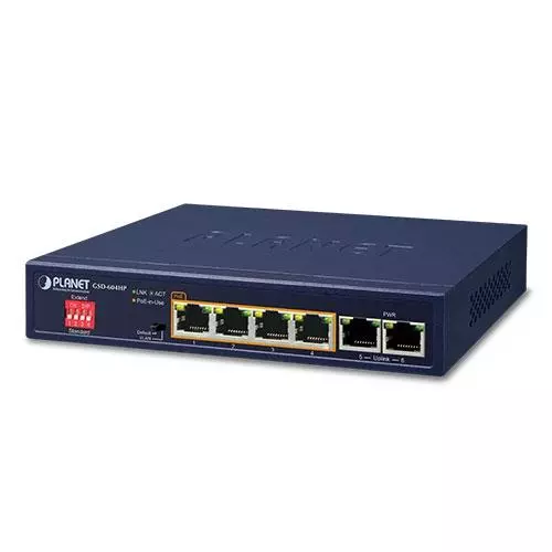 obrázek produktu GSD-604HP - switch 4x 10/100/1000T PoE + 2x 10/100/1000T