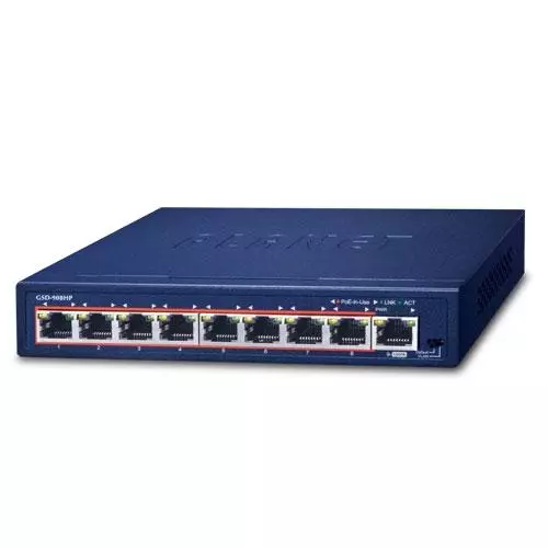 obrázek produktu GSD-908HP - switch 8x 10/100/1000T PoE + 1x 10/100/1000T