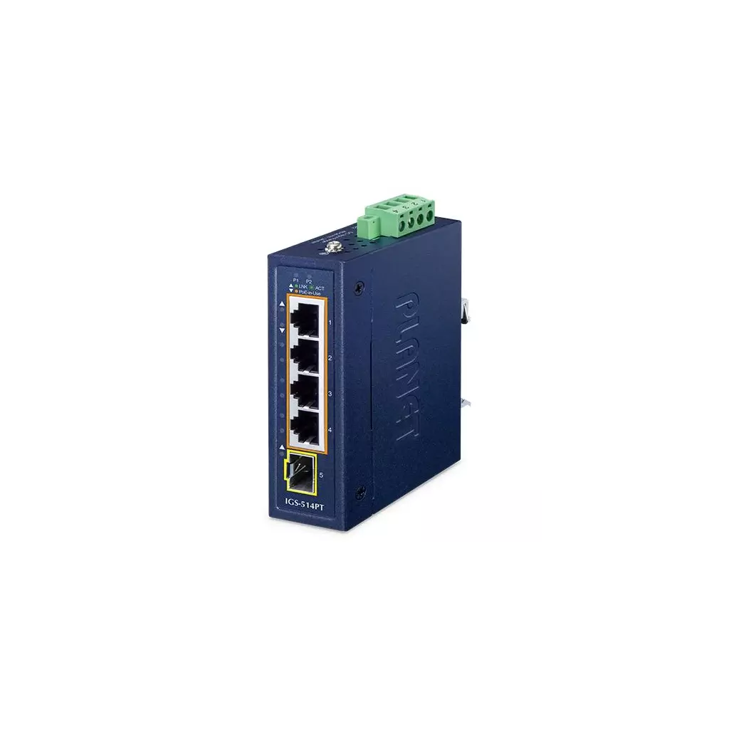 Obrázek produktu IGS-514PT - průmyslový switch 4x 10/100/1000T PoE + 1x 100/1000X SFP