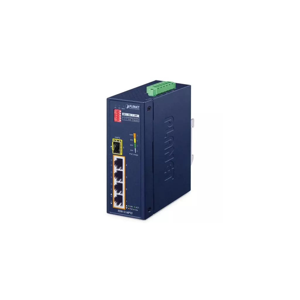 Obrázek produktu ISW-514PTF - průmyslový switch 4x 10/100TX PoE + 1x 100FX SFP