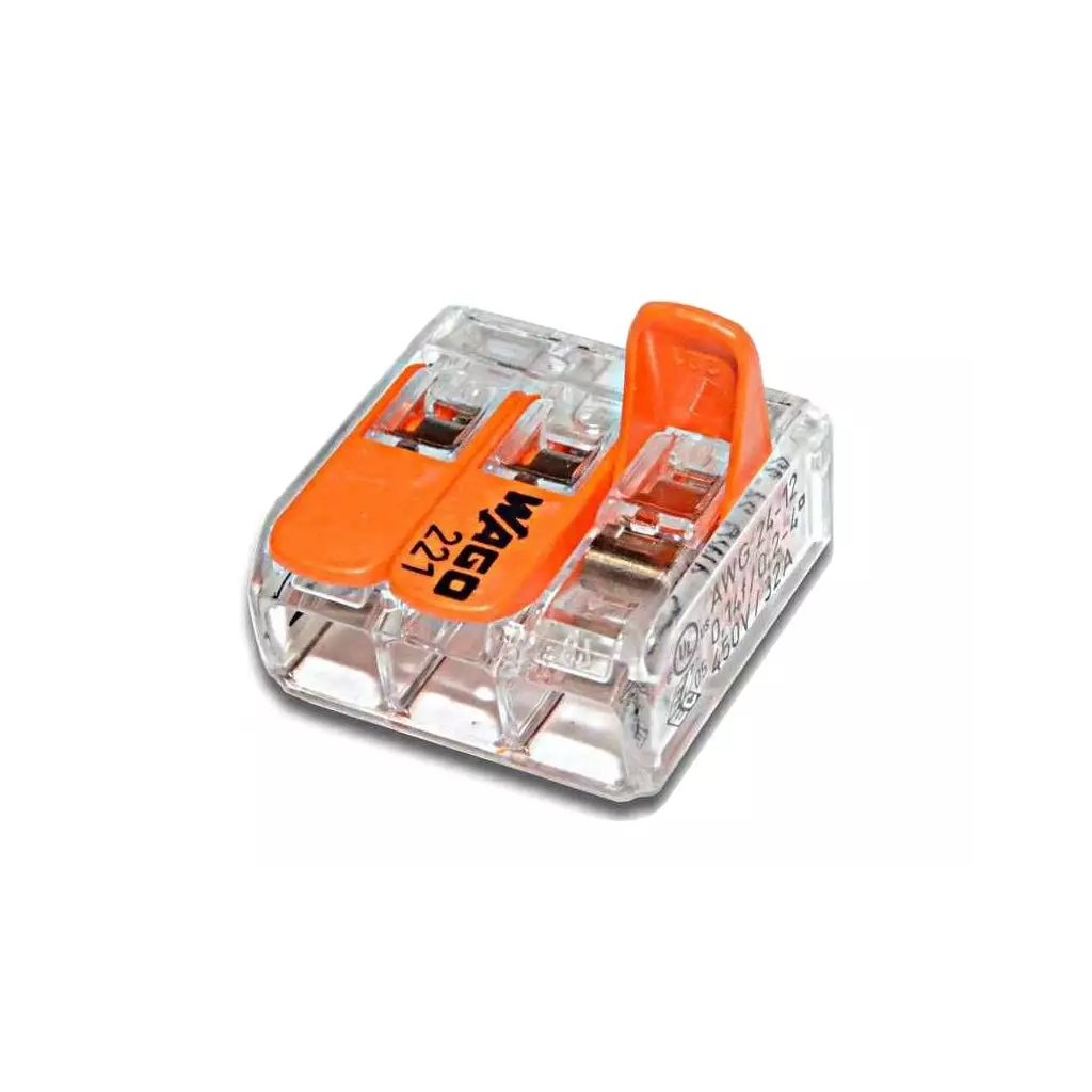 Obrázek produktu Svorka Wago 221-413, 3x0,14-4(4) mm s páčkou, bezšroubová