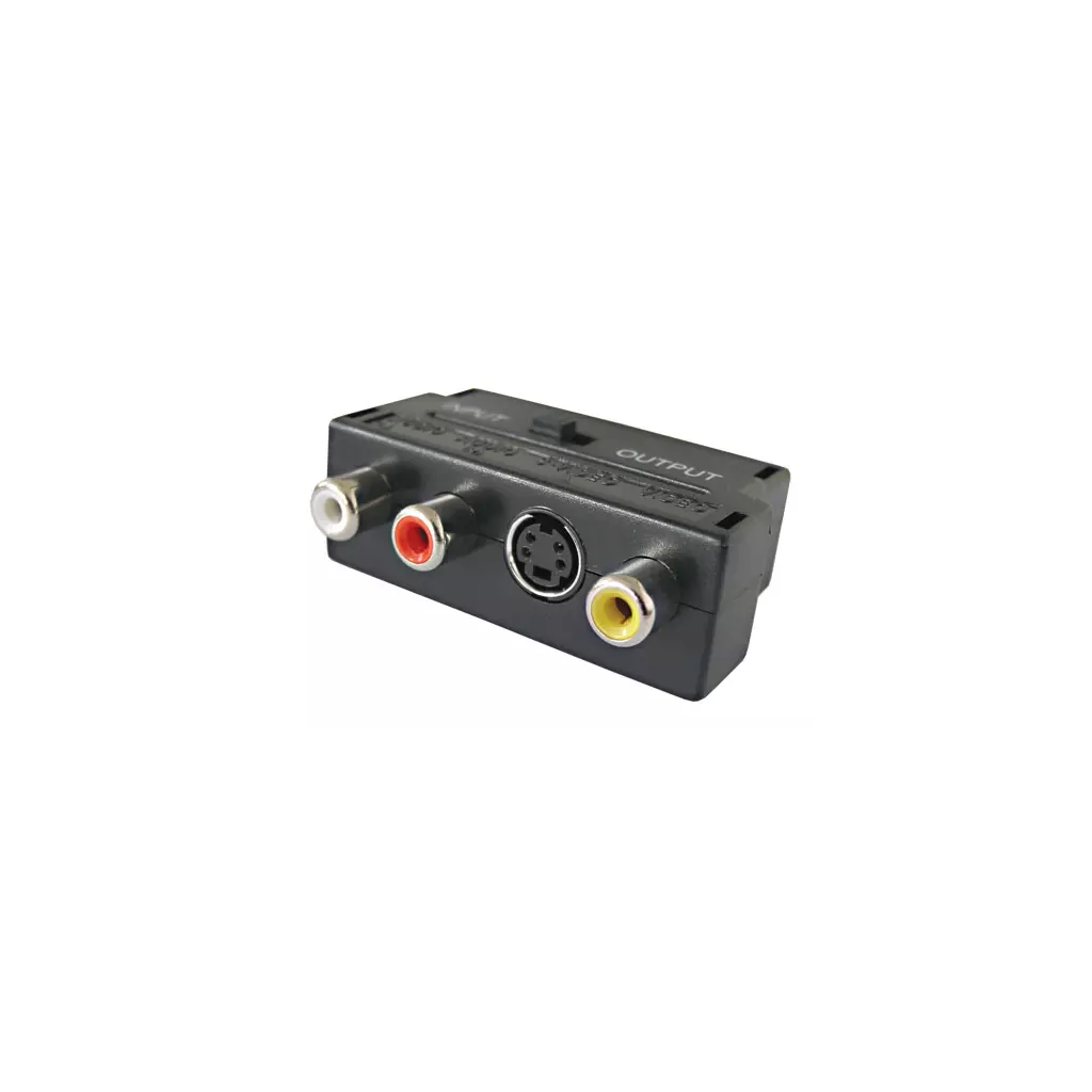 Obrázek produktu Redukce Scart konektor/ 3 x CINCH zdířka + SVHS + přepínač IN/OUT TIPA D922
