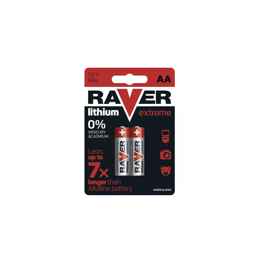 Obrázek produktu Baterie lithiová AA R6 1,5V RAVER 2ks