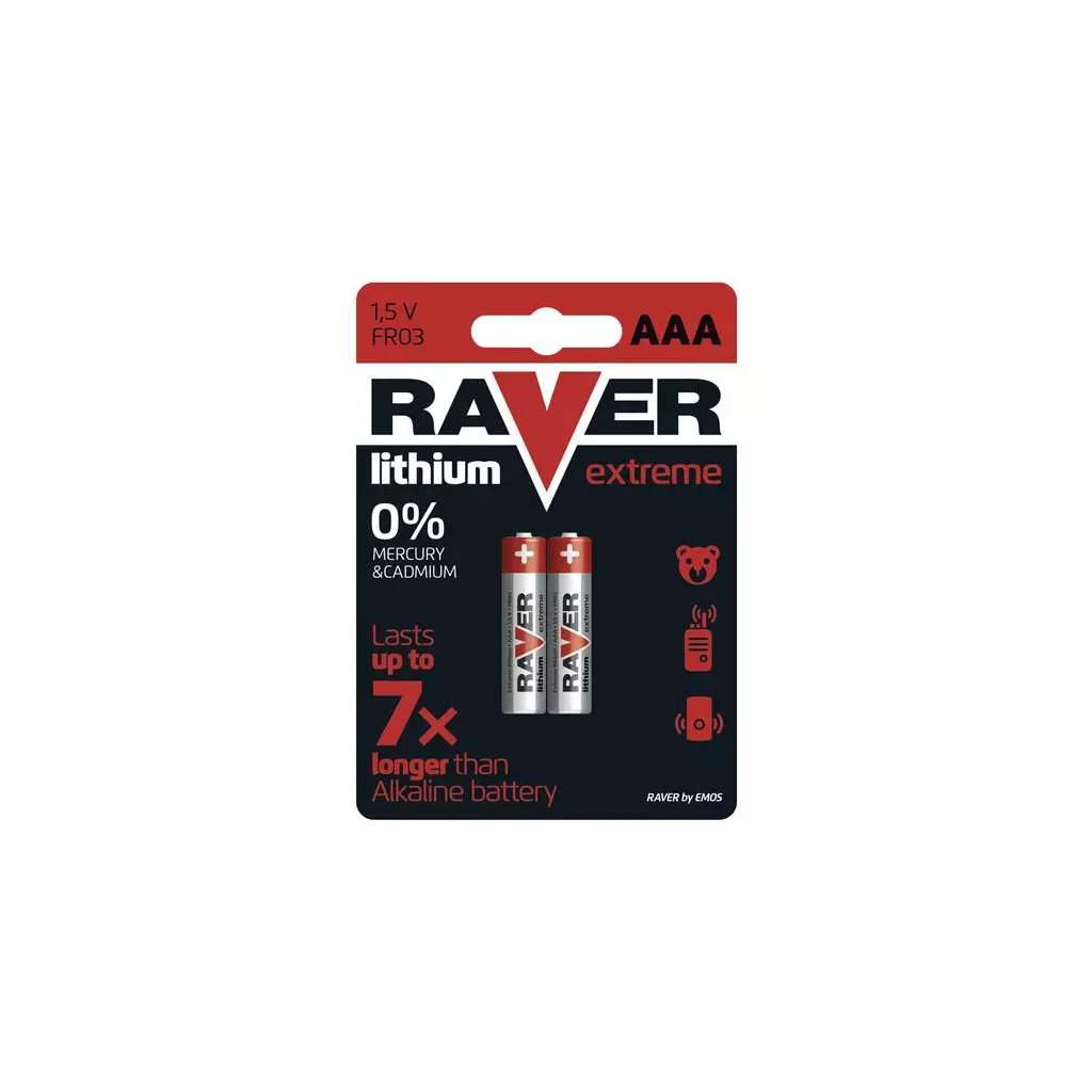 Obrázek produktu Baterie lithiová AAA R03 1,5V RAVER 2ks / blistr
