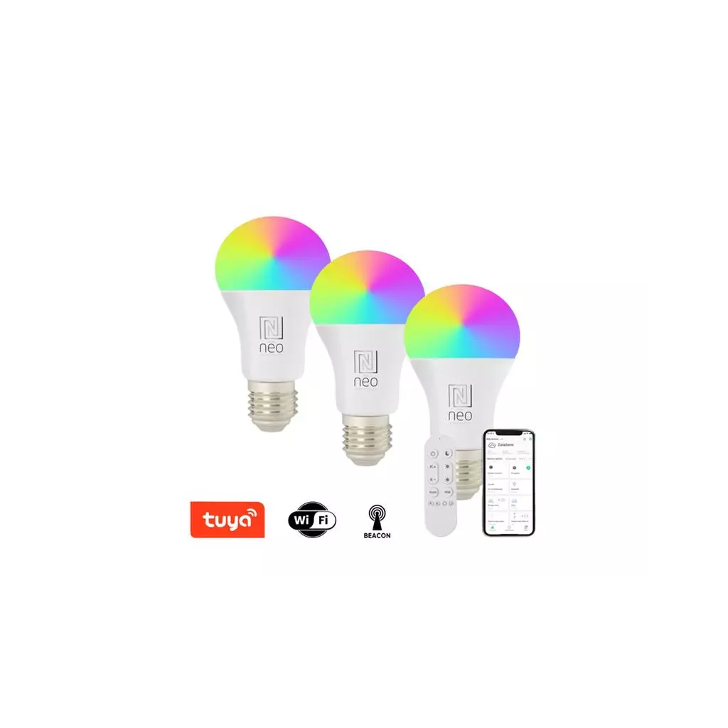 Obrázek produktu Smart LED žárovka E27 11W RGB+CCT IMMAX NEO 07712CDO WiFi Tuya sada 3ks
