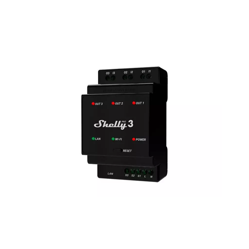 Obrázek produktu Relé na DIN lištu SHELLY PRO 3 Wi-Fi