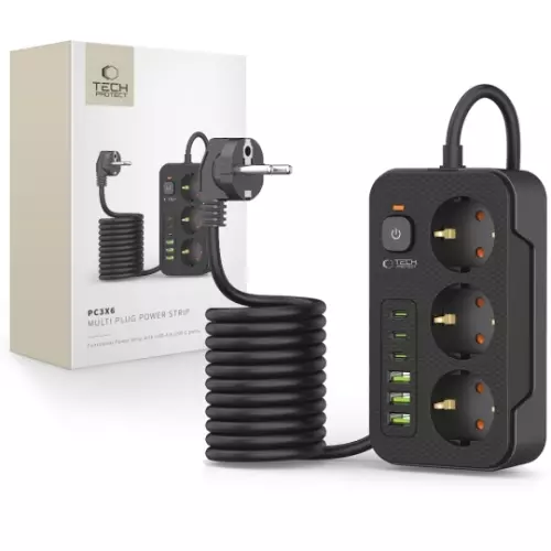 obrázek produktu Prodlužovací kabel 3 zásuvky 2m TECHPROTEC PC3X6