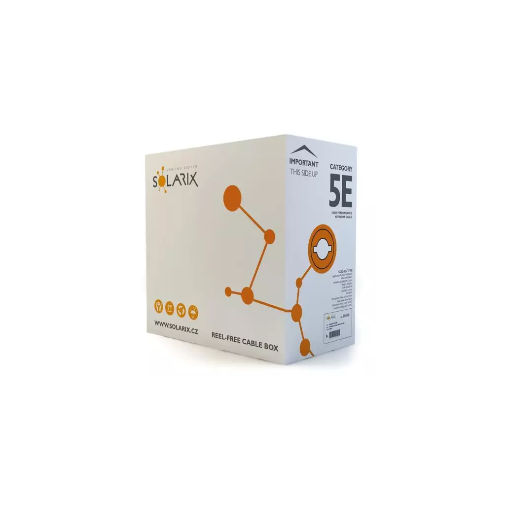 Obrázek produktu SOLARIX • SXKD-5E-FTP-PE • FTP venkovní kabel Cat5e, drát, 24AWG (305m box), černý