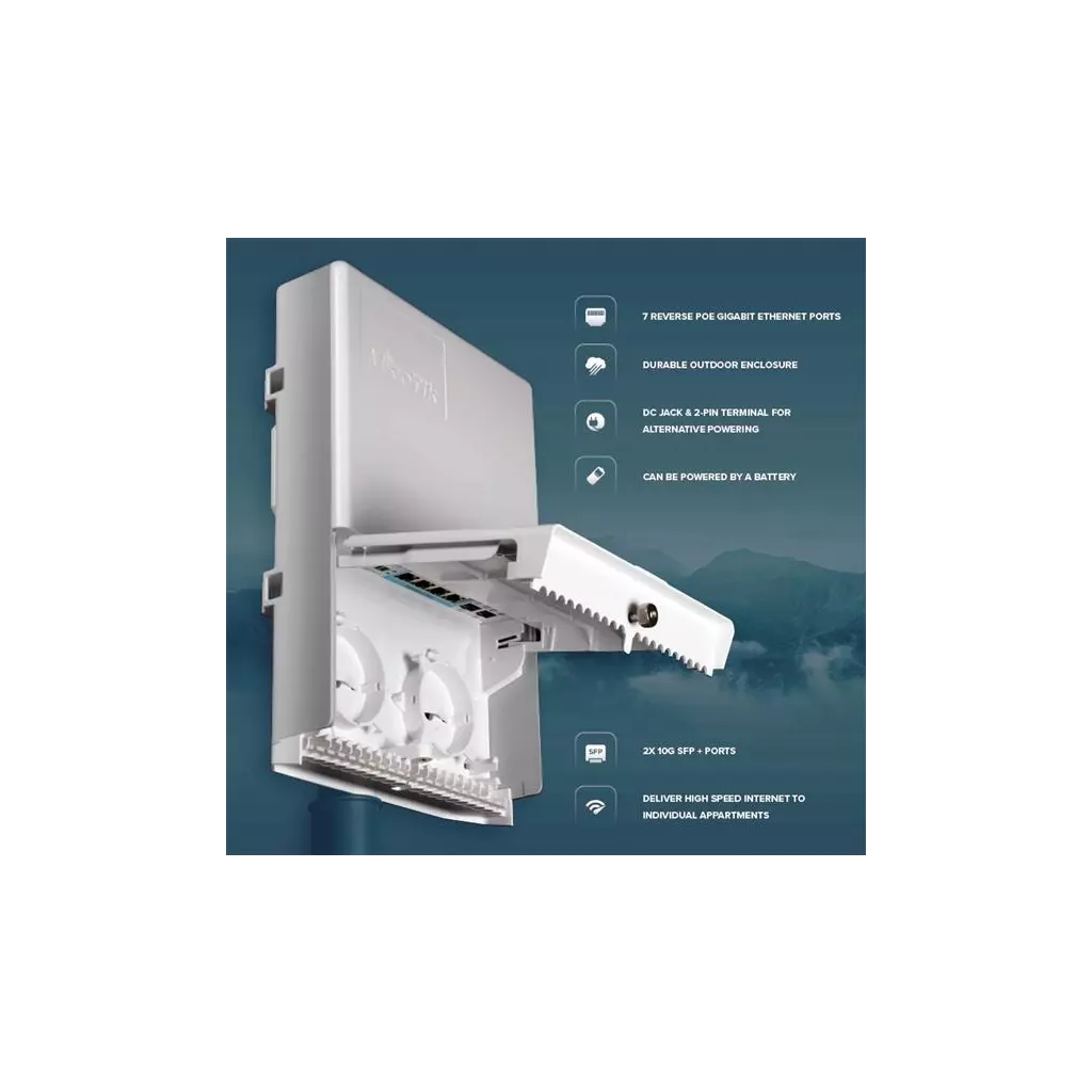 Obrázek produktu MIKROTIK • CSS610-1Gi-7R-2S+OUT • Venkovní reverse PoE switch netPower Lite 7R