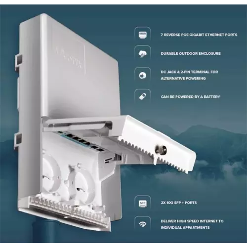 obrázek produktu MIKROTIK • CSS610-1Gi-7R-2S+OUT • Venkovní reverse PoE switch netPower Lite 7R