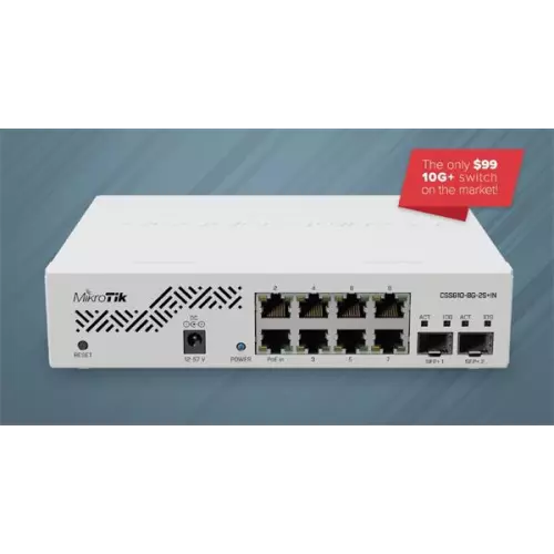 obrázek produktu MIKROTIK • CSS610-8G-2S+IN • 10-portový switch (8x GB Eth, 2x SFP+)