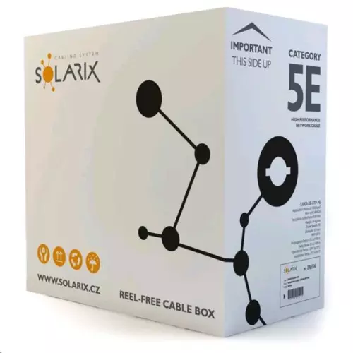 obrázek produktu SOLARIX • SXKD-5E-UTP-PE • UTP venkovní kabel Cat5e, drát, 24AWG (305m box), černý