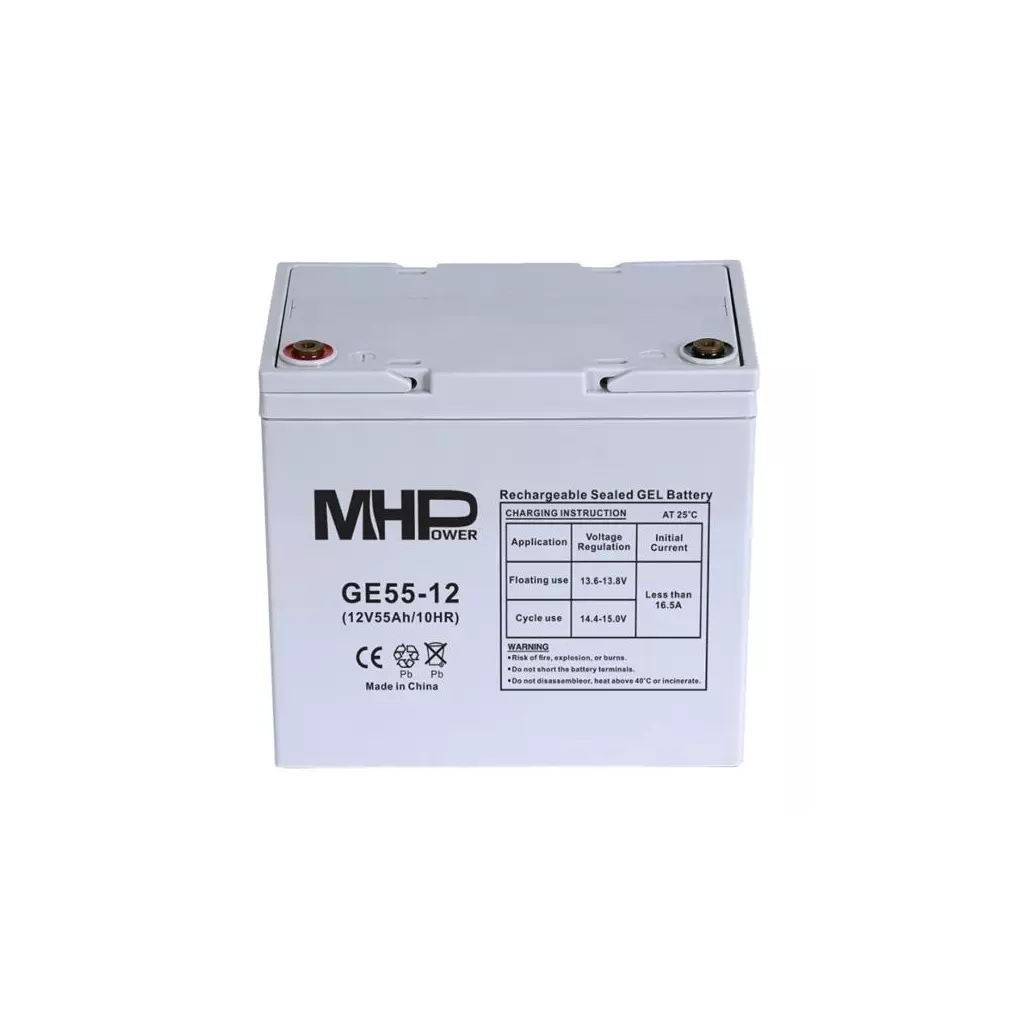 Obrázek produktu MHPower • GE55-12 • Gelový akumulátor 12V/55Ah, Terminál T1 - M6, Deep Cycle